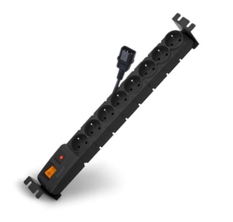 ACAR 19" Rozvodný panel 8x230V 1,5U CZ 3m kabel IEC černý 7676