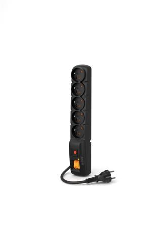 Acar F5 1,5m kabel, 5 zásuvek, přepěťová ochrana, černý ppacarf5-2black