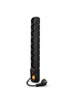 Acar S8 1.5m kabel, 8 zásuvek, přepěťová ochrana, černá ppacars8-2black