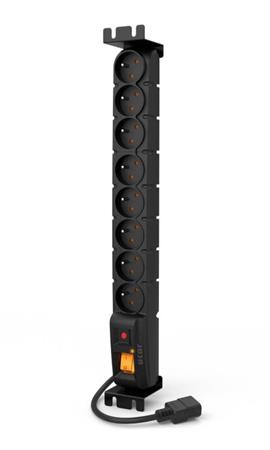 Acar S8 FA Rack IEC 3m kabel, 8 zásuvek, přepěťová ochrana, do racku ppacars8-3rack-iec