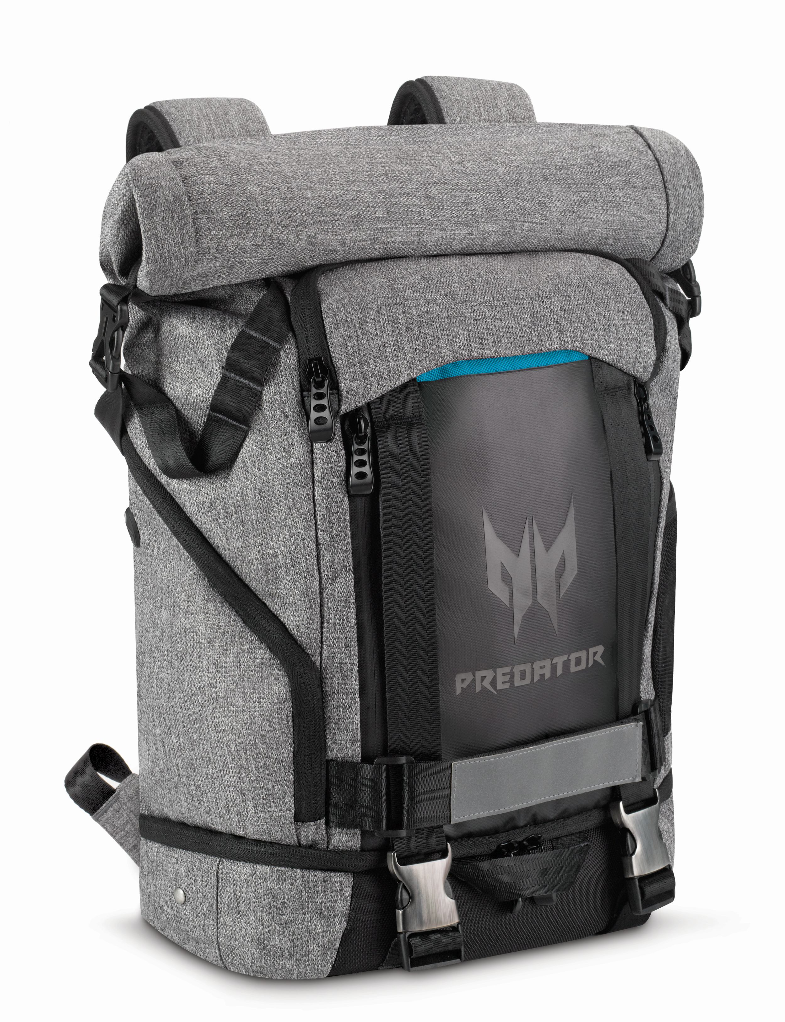 Acer PREDATOR GAMING ROLLTOP BACKPACK FOR 15" NBs GRAY n TEAL BLUE (RETAIL PACK) NP.BAG1A.290