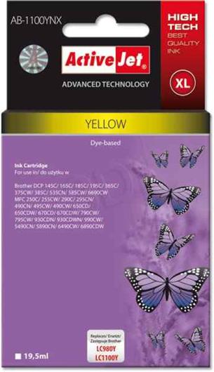 ActiveJet ink cartr. Brother LC-1100Y - 19 ml - 100% NEW AB-1100YNX (AB-1100Y)