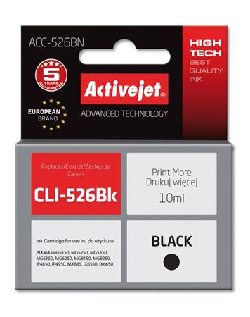 ActiveJet ink cartr. Canon CLI-526Bk - 10 ml - 100% NEW (WITH CHIP) ACC-526Bk EXPACJACA0105