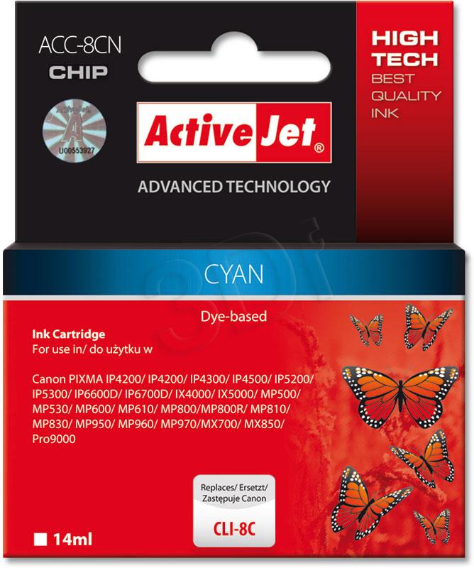ActiveJet Ink cartridge Canon CLI-8 Cyan WITH CHIP - 14 ml ACC-8C