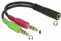 Adaptér PREMIUMCORD 4-pólový jack3,5 mm pre slúchadlá a mikrofón, 30 cm