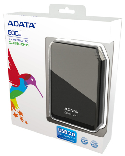 ADATA Externý HDD 500GB 2,5" USB 3.0 Classic CH11, čierny ACH11-500GU3-CBK