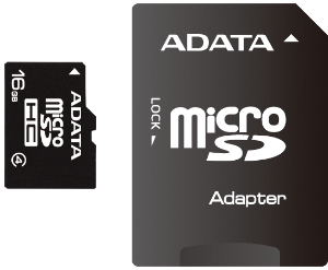 ADATA micro SDHC karta 16GB Class 4 + adaptér na SDHC AUSDH16GCL4-RA1