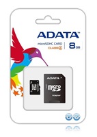 ADATA Micro SDHC karta 8GB Class 4 + SD adaptér AUSDH8GCL4-RA1