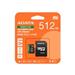 ADATA MicroSDXC karta 512GB Speed Plus, U3, C10, A2, V30 (R:180/W:160 MB/s) + SD adaptér UD512GUI3V30A2SP-RA1