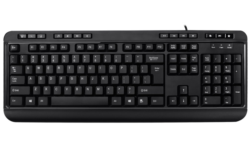 Adesso AKB-132HB/ drátová klávesnice/ multimedia/ 3 port USB hub / USB/ černá/ US layout