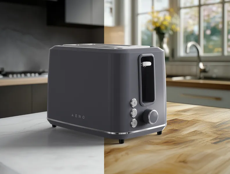 AENO 2-plátkový hriankovač TS1, 1000W, 7 stupnov opekania, extra výsun, šedý ATS0001G