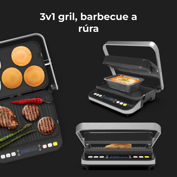 AENO Elektrický gril EG1, 2000W, 320*220mm, 3 režimy ohrevu, uhol otvorenia -180°, Regulácia teploty, Casovac AEG0001