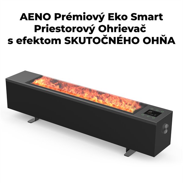 AENO FH2S Premium SPACE FIRE HEATER,Čierny, LED, WI-FI, max 2000W, 1000x242cm, efekt ohńa AFH0002S