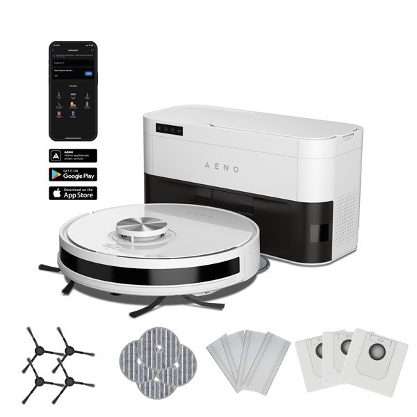 AENO Robotický vysavač RC6S, 2v1 mokré a suché cistenie,180 min,rotovacie mopy,LIDAR, AENO App,HEPA,základna, č ARC0006S