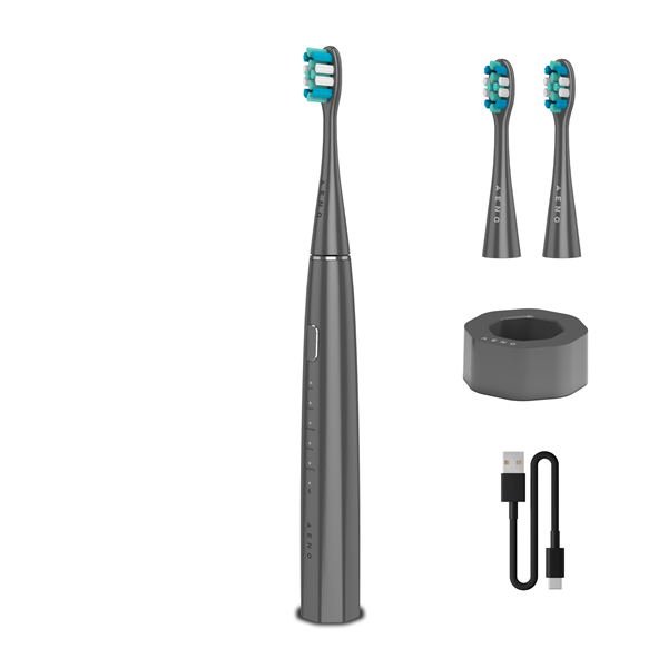 AENO sonická zubná kefka DB10G, farba šedá, 5 módov, 3 náhradné hlavice, batéria 1400 mAh, 48600 ot/min, 90 dní ADB0010G