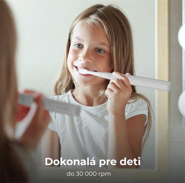 AENO sonická zubná kefka DB7, Biela, 3 módy,1 kefka+nálepky, 30 000 ot/min, 100 dní bez nabíjania, IPX7 ADB0007