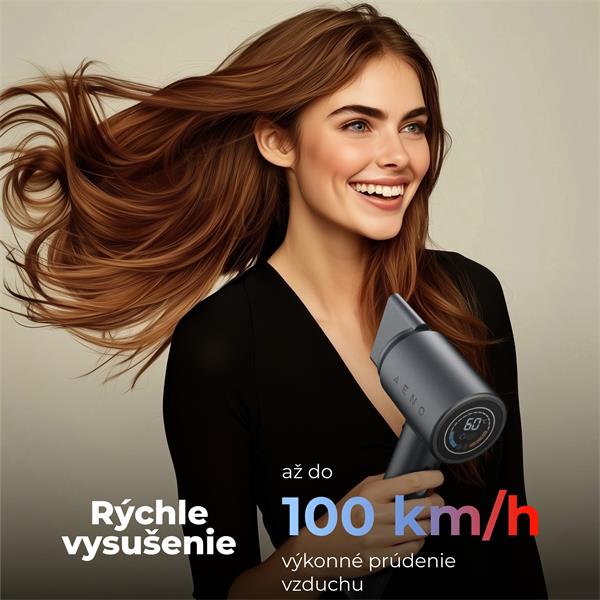 AENO vysovýkonný sušič vlaso HD3 v 100km/h, NTC senzor, 1500W, ionizátor,3rýchlosti, 5 trisiek, cest. taška AHD0003
