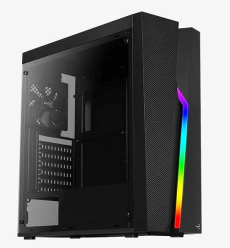 Aerocool MLG Bolt, skrinka ATX, RGB LED ventilátor, čierna, bez zdroja Bolt-G-BK-v1 Bolt Tempered Glass