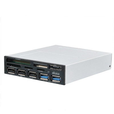 AKASA USB 2.0 čtečka karet s eSATA a USB panelem AK-ICR-16