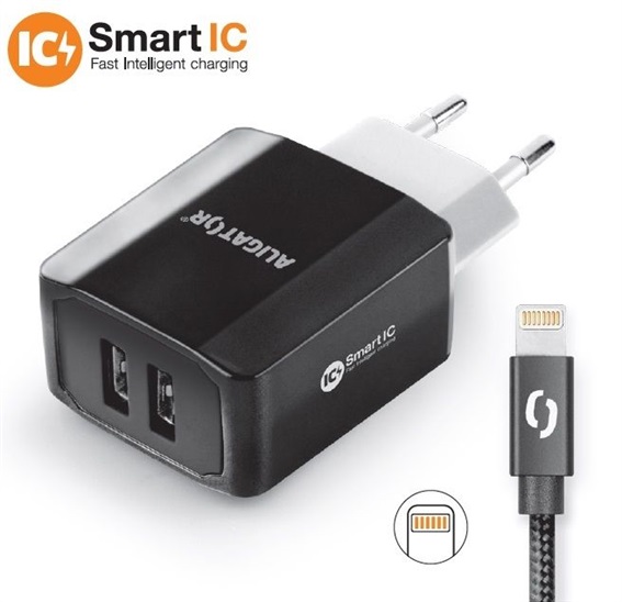 ALI CN 3,4A,2xUSB,Lightning,čern CHS0001 8595181151488