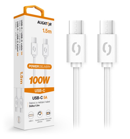 ALI DK 100W, USB-C/USB-C, bílý DATKP47 8596426104061
