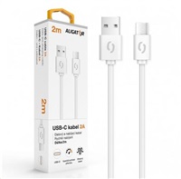 Aligator datový a nabíjecí kabel, konektor USB-C, 2A, 2m, bílá DAKA012