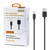 Aligator datový kabel s prodlouženým konektorem micro USB, 2A, délka 1 m, černá
