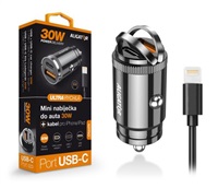 Aligator mini nabíječka do auta Power Delivery 30W,USB-C + USB-A, USB-C kabel pro iPhone/iPad CHPD0008