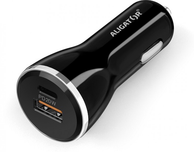 Aligator Nabíječka do auta POWER DELIVERY 20W, USB + USB-C, černá CHPD0005