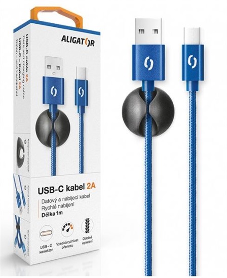 ALIGATOR PREMIUM Datový kabel 2A, USB-C modrá DATKP15
