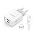 Aligator síťová nabíječka, 2x USB, smart IC, 2,4 A, kabel Lightning 2A, bílá CHA0045