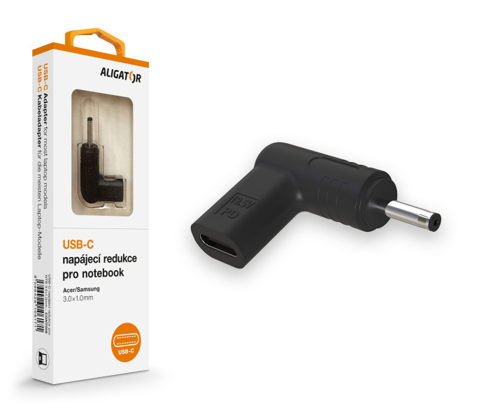 Aligator USB-C napájecí redukce 3,0 x 1,0 mm pro notebooky Acer/Samsung CONT006