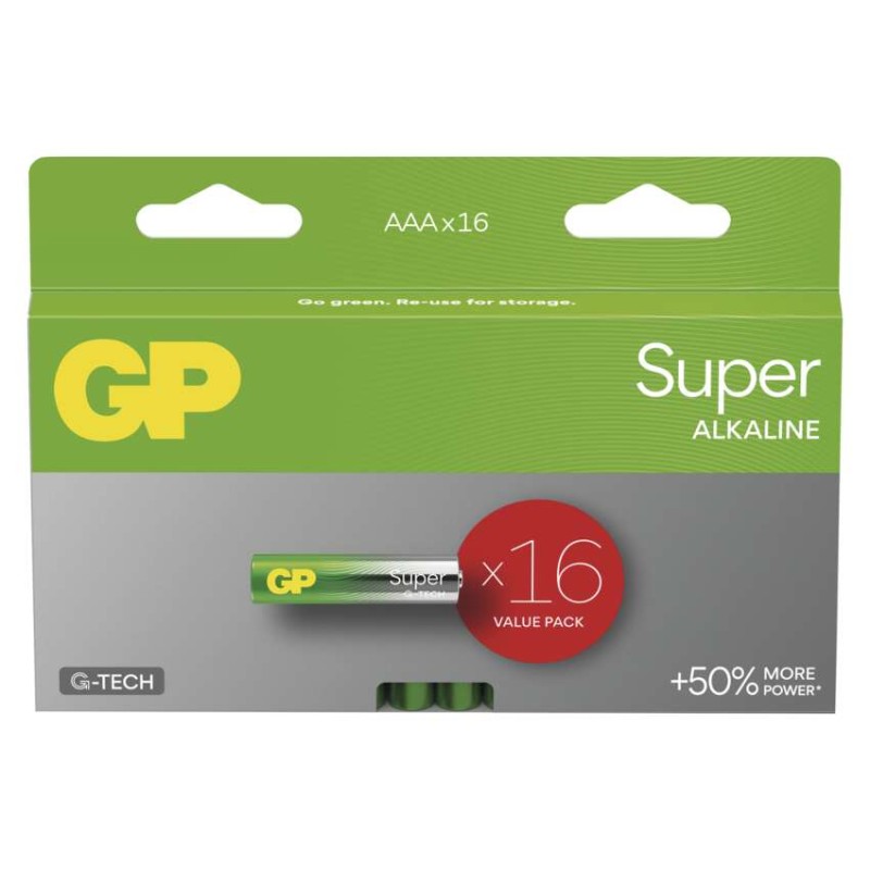 Alkalická batéria GP Super LR03 (AAA), 16 ks 4891199218675
