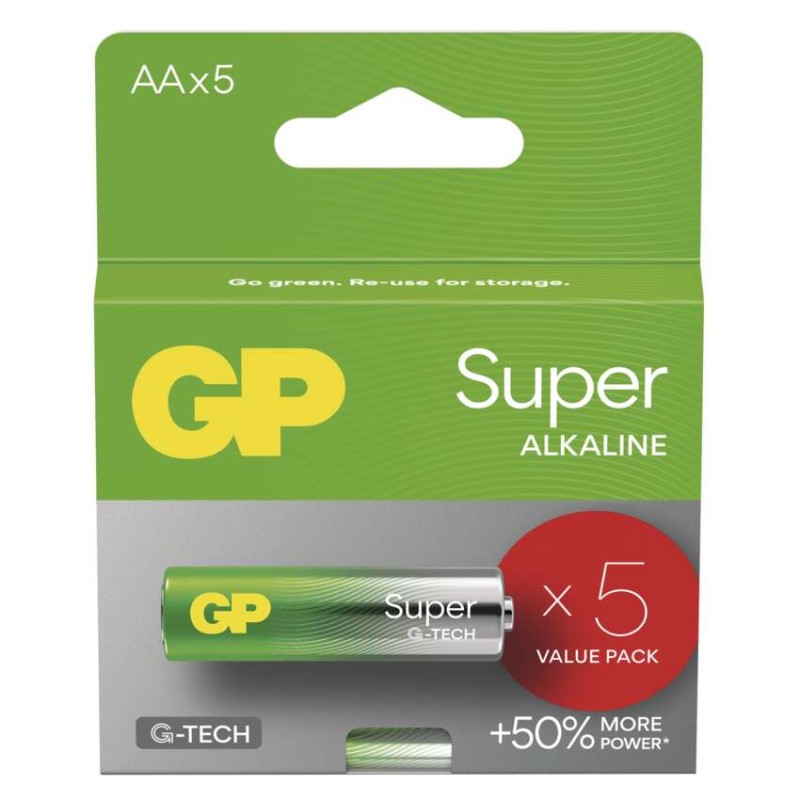 Alkalická batéria GP Super LR6 (AA), 5 ks