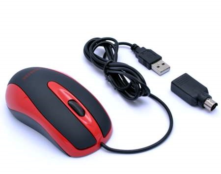 AMEI AM-M801/Kancelářská/Optická/Drátová USB/Černá-červená