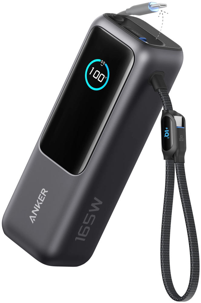 Anker Powerbanka/ 25000mAh/ 165W/ integrovaný USB-C a zasouvací kabel/ černá A1695H11