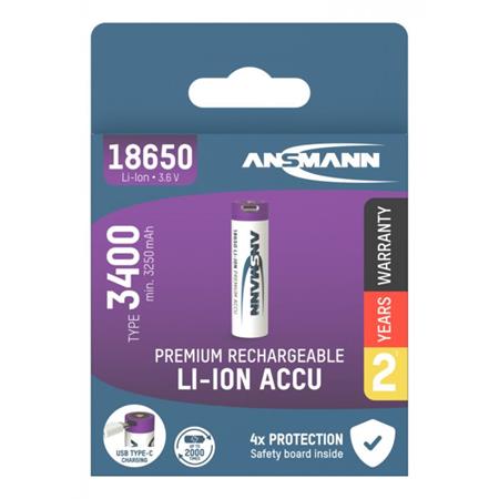 Ansmann Li-ion 18650, s nabíjecí elektronikou, USB-B Micro 13687
