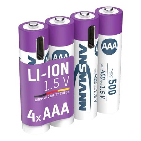 Ansmann Li-ion typ AAA, min. 400mAh, s nabíjecí elektronikou, USB-C 14691