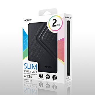 Apacer externý pevný disk, AC236, 2.5", USB 3.0 (3.2 Gen 1), 2TB, AP2TBAC236B-1, čierny
