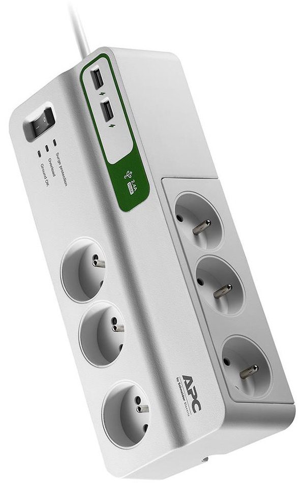 APC Essential SurgeArrest 6x 230V + 2x USB charger - prepäťová ochrana 6 zás. + 2 USB porty PM6U-FR