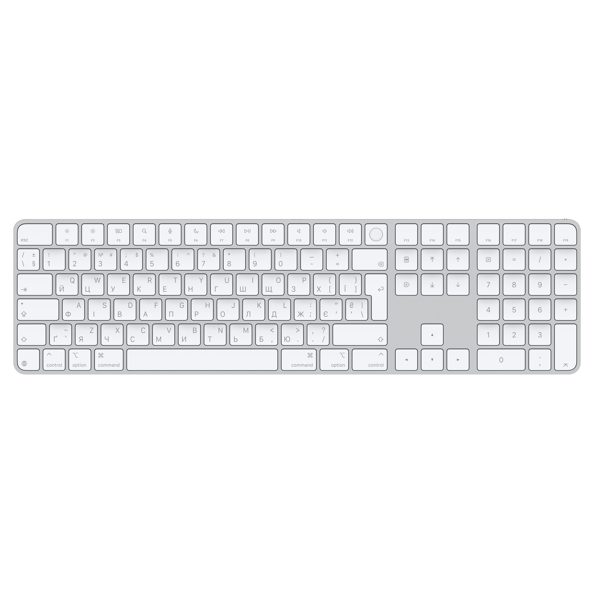 Apple Magic Keyboard Numeric Touch ID/Bezdrátová Bluetooth/UA layout/Bílá MXK73UA/A