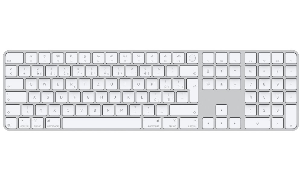 Apple Magic Keyboard s Touch ID (2024) / s Numerickou klávesnicí / Bílé klávesy / USB-C / bezdrátová / CZ Layo MXK73CZ/A