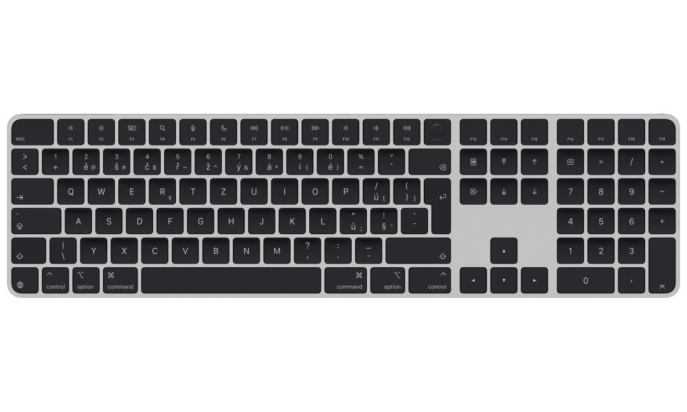 Apple Magic Keyboard s Touch ID (2024) / s Numerickou klávesnicí / Černé klávesy / USB-C / bezdrátová / CZ Lay MXK83CZ/A