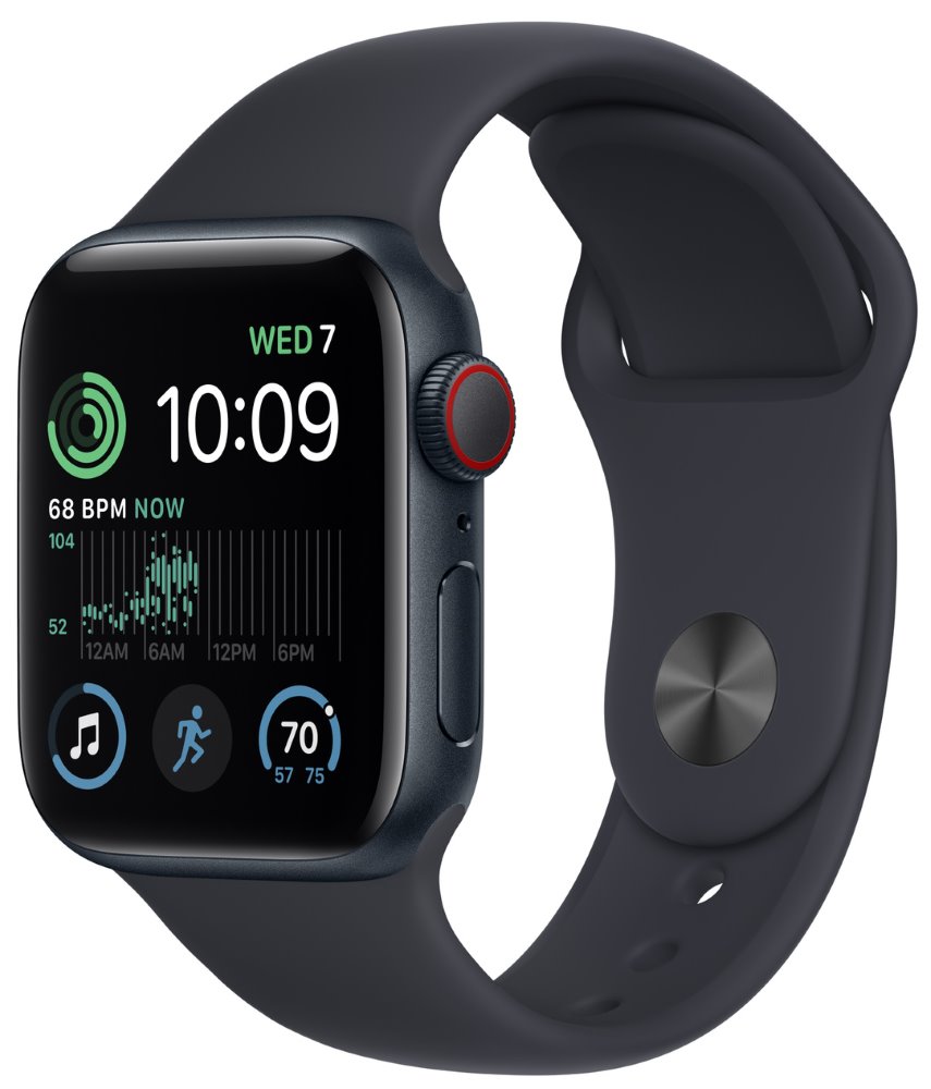 Apple Watch SE GPS + Cellular 40mm Midnight Aluminium Case with Midnight Sport Band - Regular mnpl3cs/a