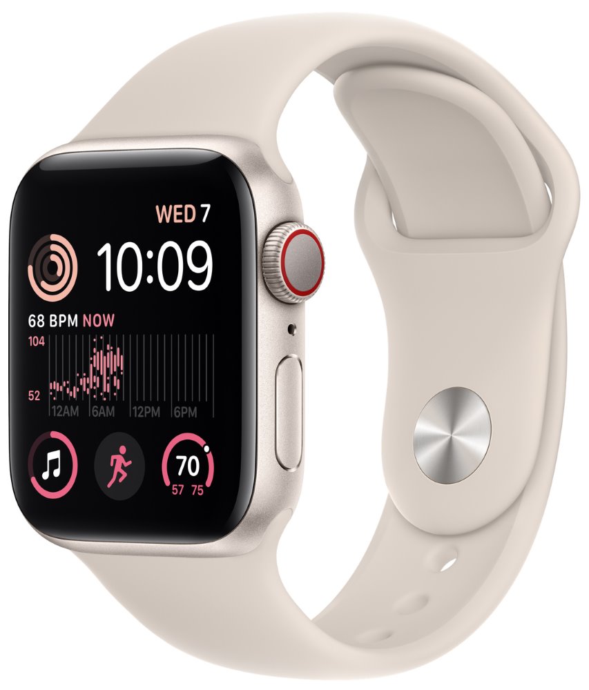 Apple Watch SE GPS + Cellular 40mm Starlight Aluminium Case with Starlight Sport Band - Regular mnph3cs/a