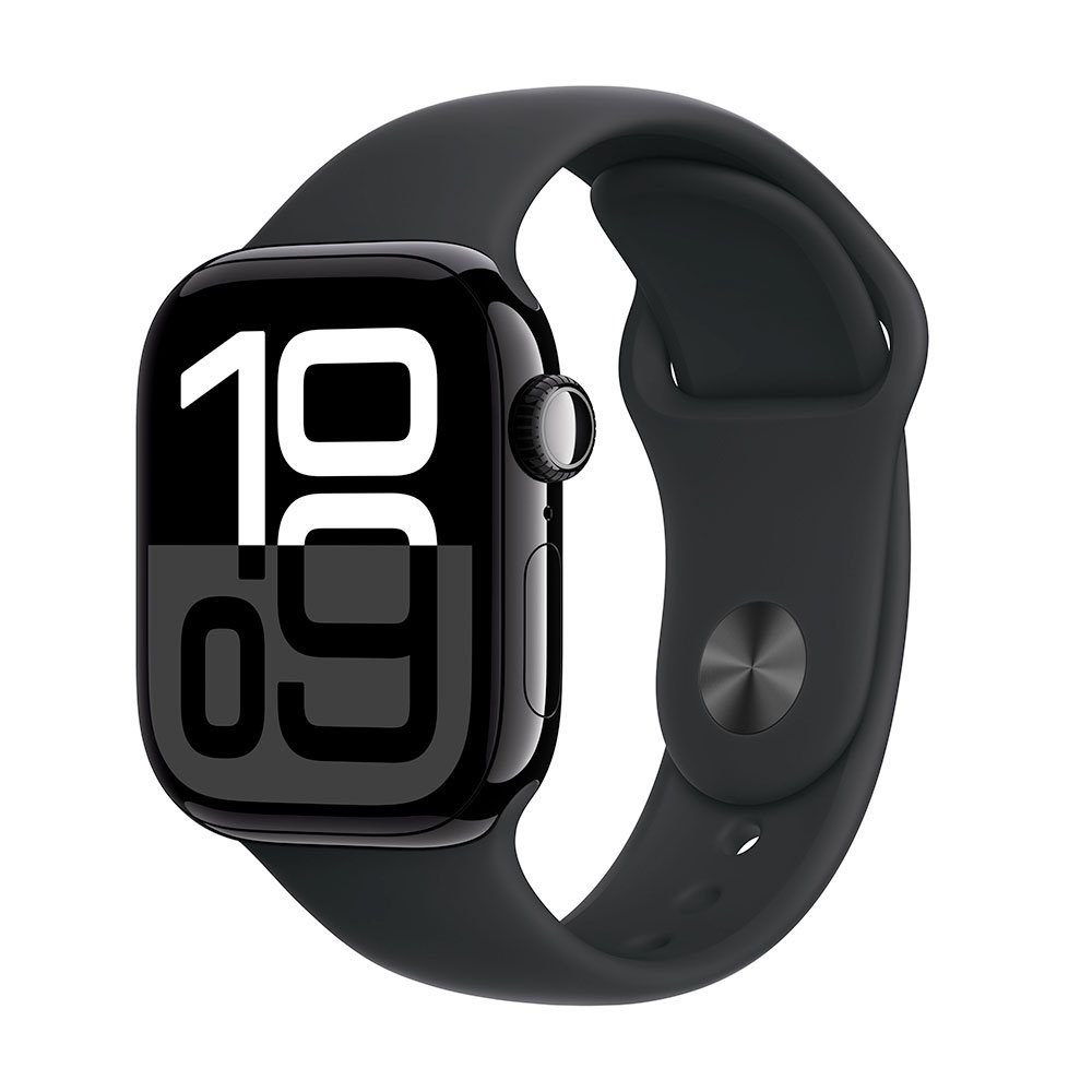 Apple Watch Series 10 GPS + Cellular 42mm Jet Black Aluminium Case with Black Sport Band - S/M MWX63QC/A