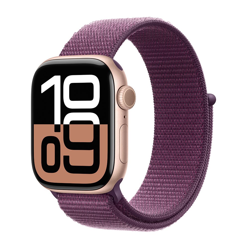 Apple Watch Series 10 GPS + Cellular 42mm Rose Gold Aluminium Case with Plum Sport Loop MWXC3QC/A