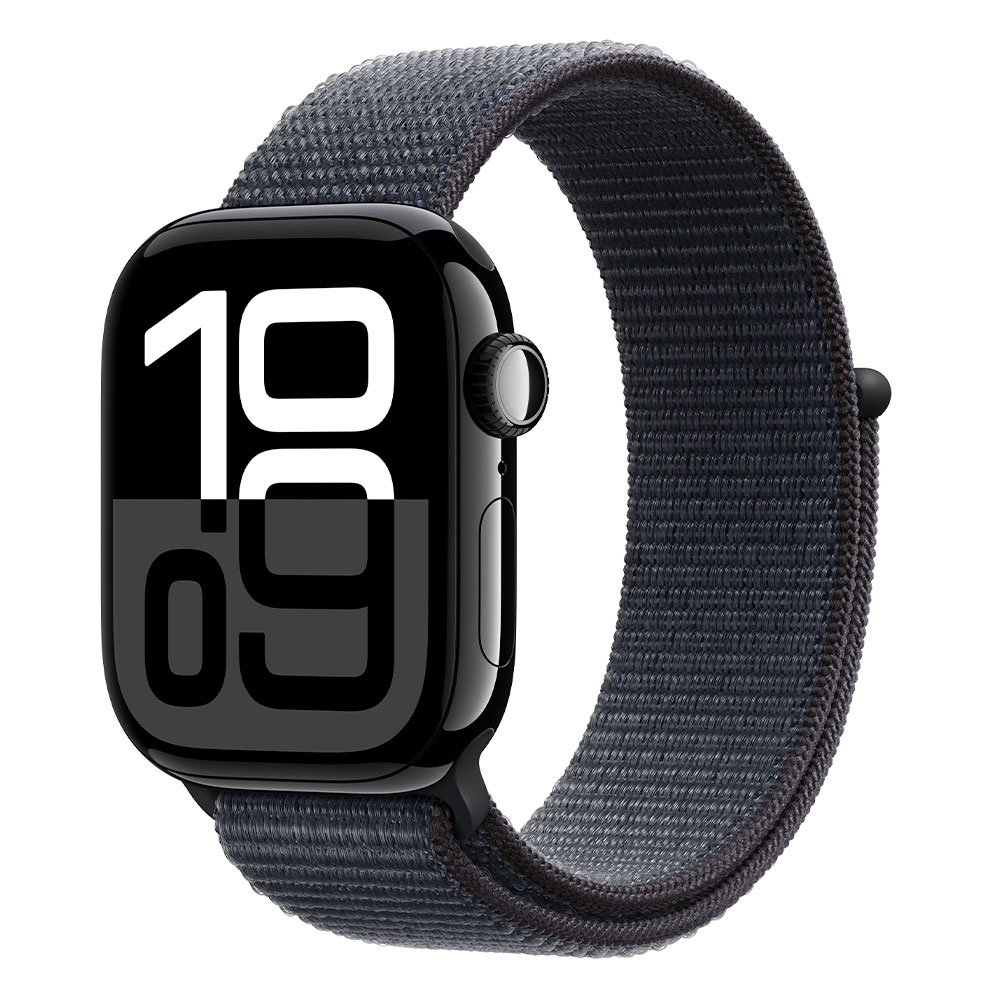 Apple Watch Series 10 GPS + Cellular 46mm Jet Black Aluminium Case with Ink Sport Loop MWY53QC/A