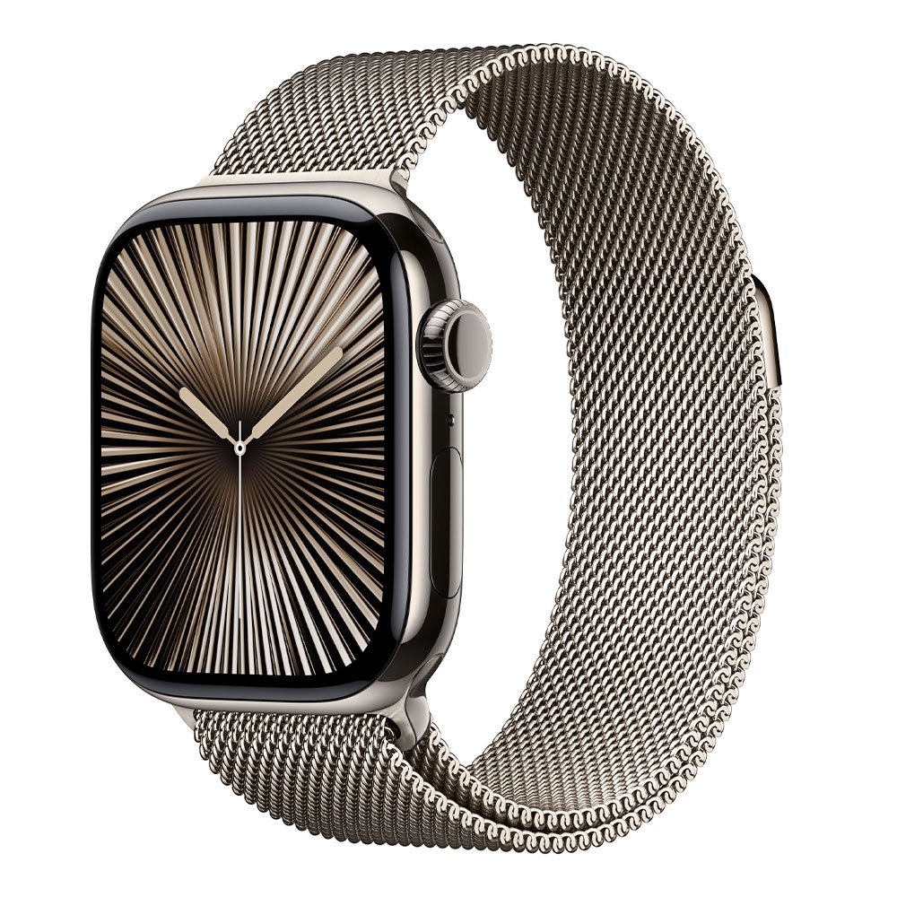 Apple Watch Series 10 GPS + Cellular 46mm Natural Titanium Case with Natural Milanese Loop - M/L MWYC3QC/A