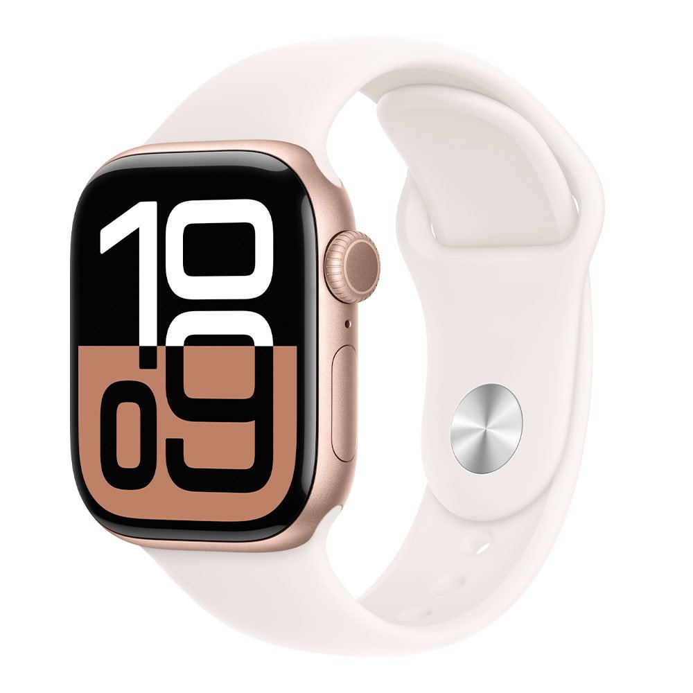 Apple Watch Series 10 GPS + Cellular 46mm Rose Gold Aluminium Case with Light Blush Sport Band - M/L MWY73QC/A